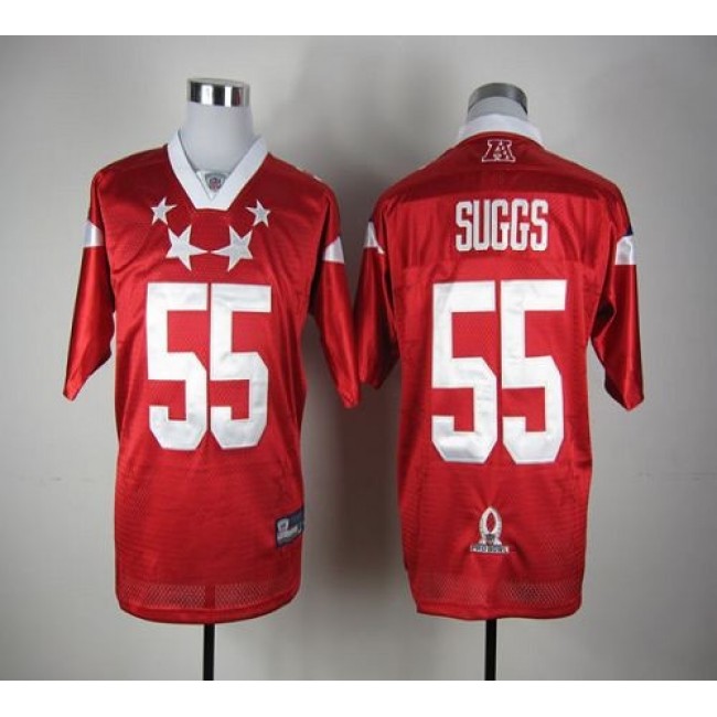 NFL Jersey Ravens #55 Terrell Suggs Red 2012 Pro Bowl Stitched