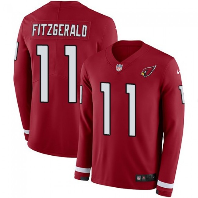 Nike Cardinals #11 Larry Fitzgerald Red Team Color Men's Stitched NFL Limited Therma Long Sleeve Jersey