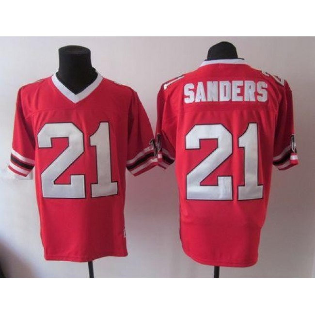 1992 Mitchell And Ness Falcons #21 Deion Sanders Red Throwback Stitched NFL Jersey