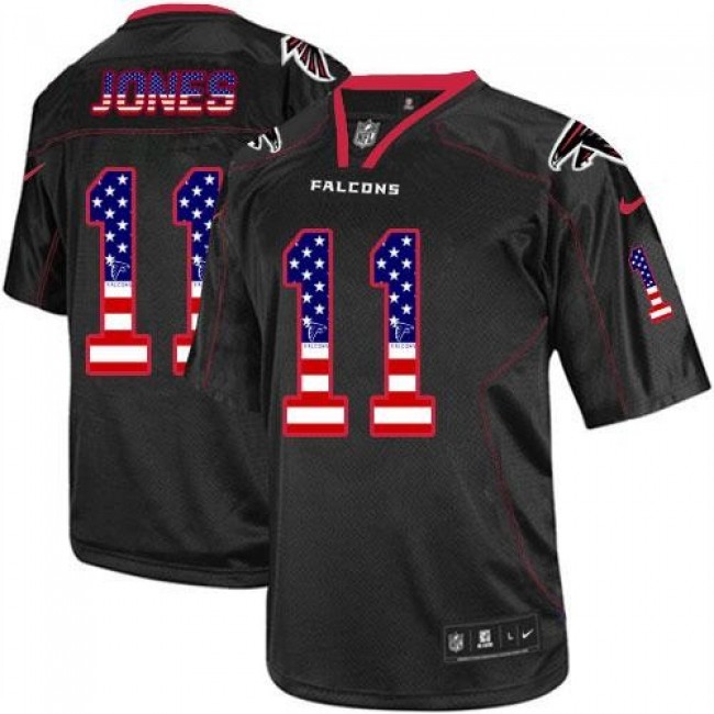 Nike Falcons #11 Julio Jones Black Men's Stitched NFL Elite USA Flag Fashion Jersey