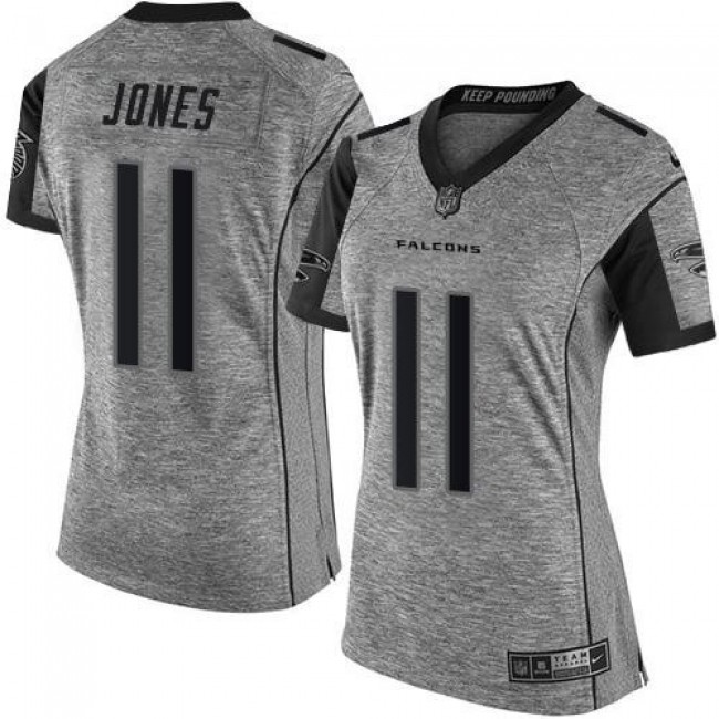 Women's Falcons #11 Julio Jones Gray Stitched NFL Limited Gridiron Gray Jersey