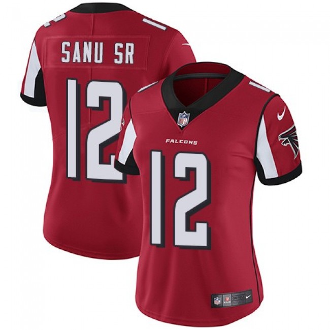 Women's Falcons #12 Mohamed Sanu Sr Red Team Color Stitched NFL Vapor Untouchable Limited Jersey