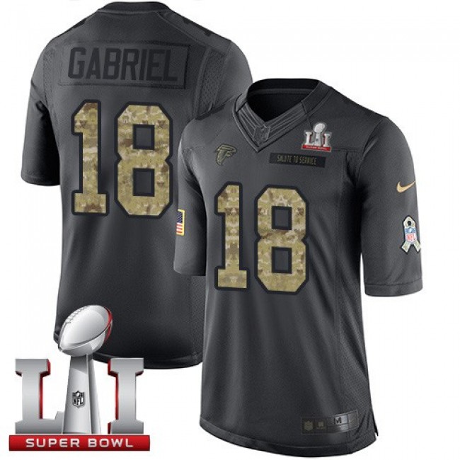Atlanta Falcons #18 Taylor Gabriel Black Super Bowl LI 51 Youth Stitched NFL Limited 2016 Salute to Service Jersey