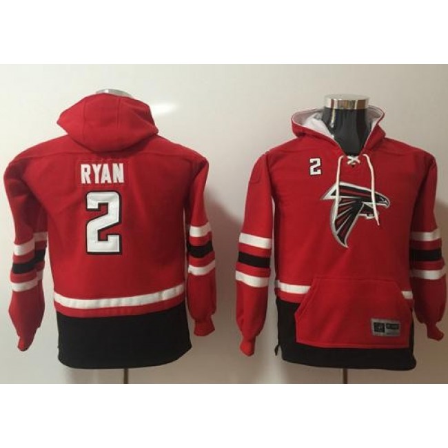 Atlanta Falcons #2 Matt Ryan Red-Black Youth Name Number Pullover NFL Hoodie Jersey