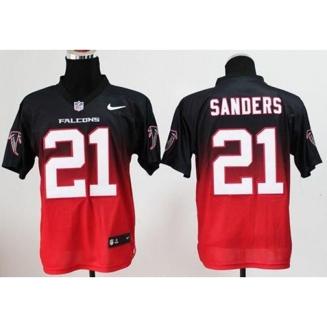 Nike Falcons #21 Deion Sanders Black/Red Men's Stitched NFL Elite Fadeaway Fashion Jersey