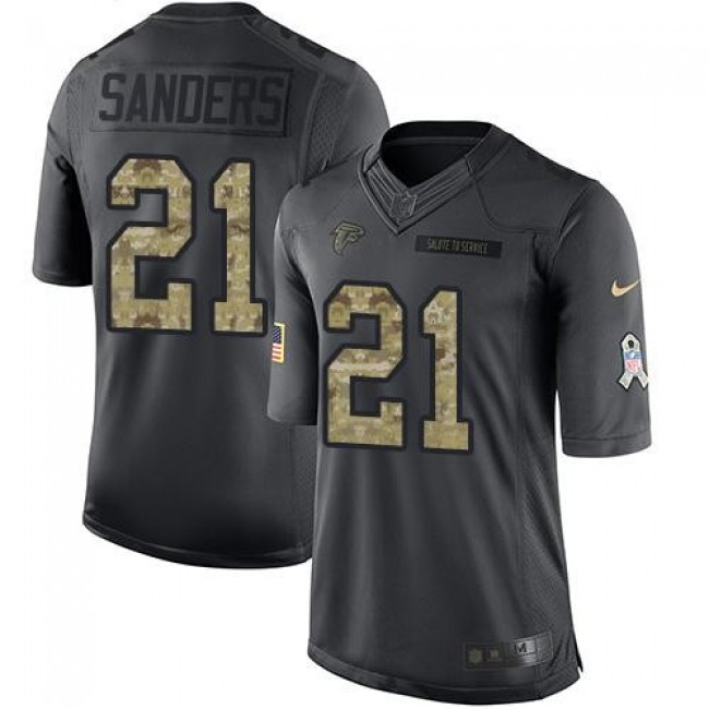 Atlanta Falcons #21 Deion Sanders Black Youth Stitched NFL Limited 2016 Salute to Service Jersey