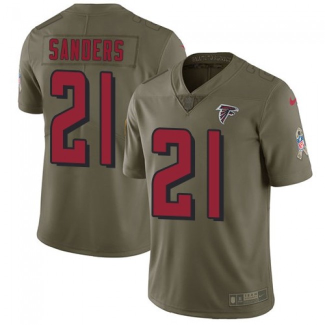 Atlanta Falcons #21 Deion Sanders Olive Youth Stitched NFL Limited 2017 Salute to Service Jersey