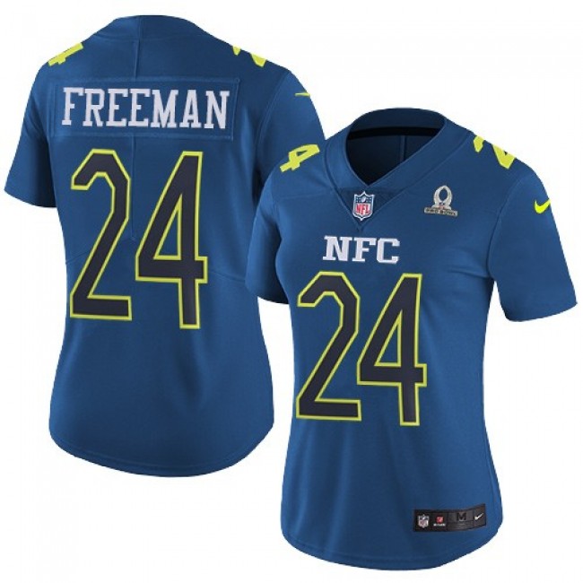Women's Falcons #24 Devonta Freeman Navy Stitched NFL Limited NFC 2017 Pro Bowl Jersey