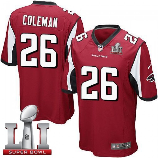 Atlanta Falcons #26 Tevin Coleman Red Team Color Super Bowl LI 51 Youth Stitched NFL Elite Jersey