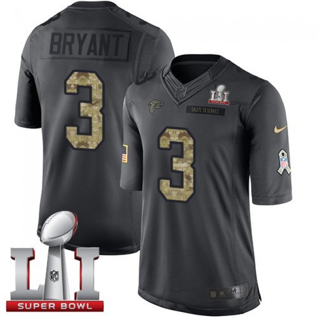 Atlanta Falcons #3 Matt Bryant Black Super Bowl LI 51 Youth Stitched NFL Limited 2016 Salute to Service Jersey