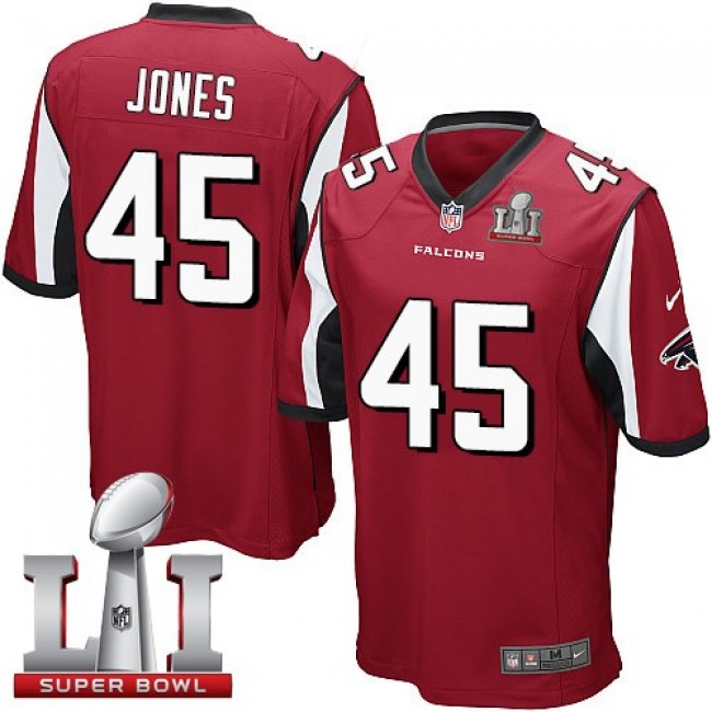 Atlanta Falcons #45 Deion Jones Red Team Color Super Bowl LI 51 Youth Stitched NFL Elite Jersey