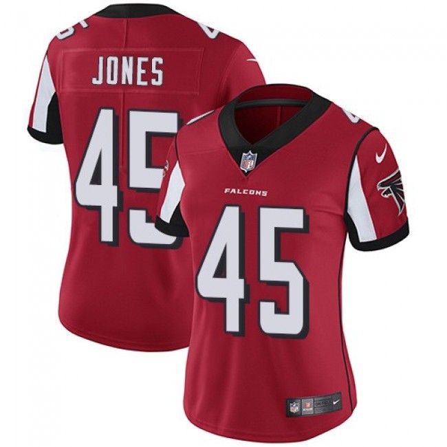 Women's Falcons #45 Deion Jones Red Team Color Stitched NFL Vapor Untouchable Limited Jersey