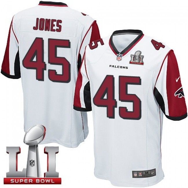 Atlanta Falcons #45 Deion Jones White Super Bowl LI 51 Youth Stitched NFL Elite Jersey