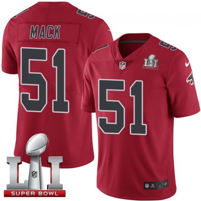 Atlanta Falcons #51 Alex Mack Red Super Bowl LI 51 Youth Stitched NFL Limited Rush Jersey
