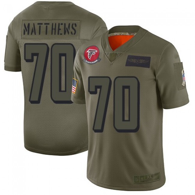Nike Falcons #70 Jake Matthews Camo Men's Stitched NFL Limited 2019 Salute To Service Jersey