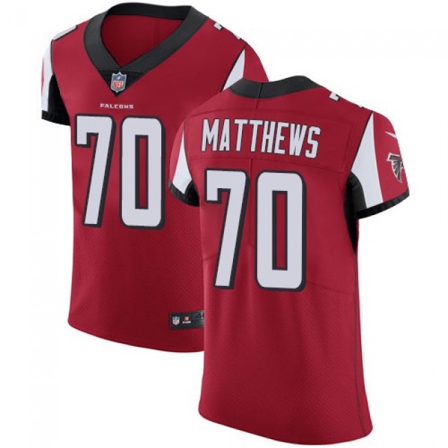 Nike Falcons #70 Jake Matthews Red Team Color Men's Stitched NFL Vapor Untouchable Elite Jersey