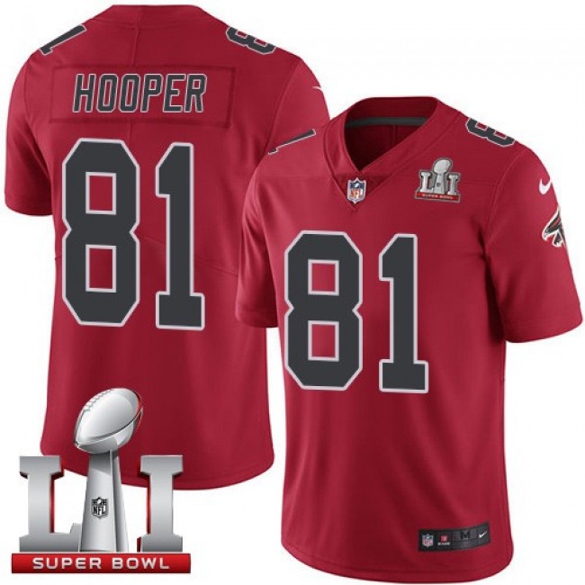 Atlanta Falcons #81 Austin Hooper Red Super Bowl LI 51 Youth Stitched NFL Limited Rush Jersey