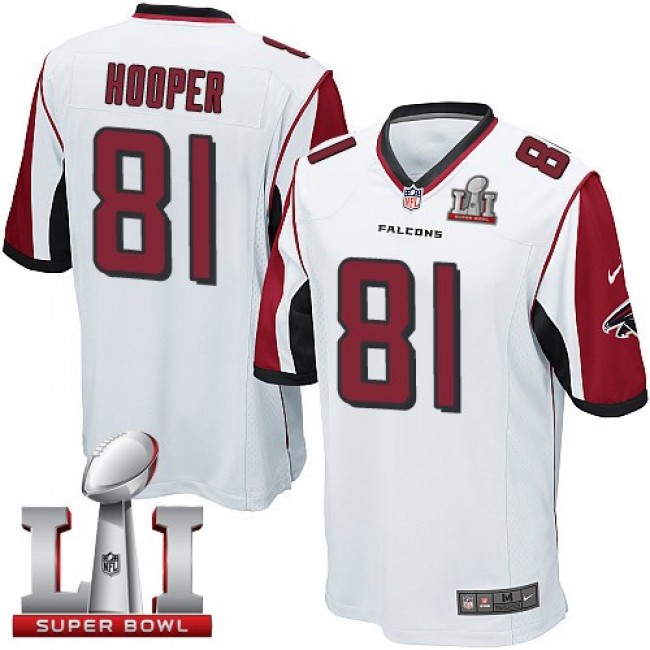 Atlanta Falcons #81 Austin Hooper White Super Bowl LI 51 Youth Stitched NFL Elite Jersey