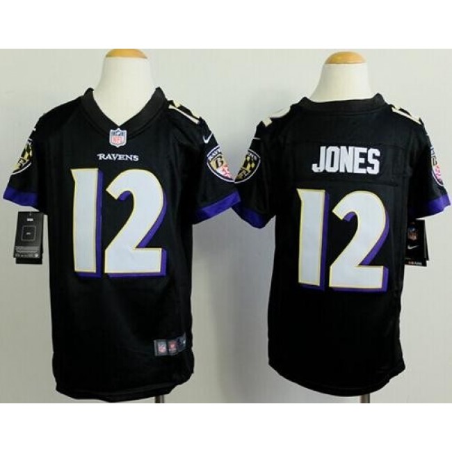 Baltimore Ravens #12 Jacoby Jones Black Alternate Youth Stitched NFL New Elite Jersey
