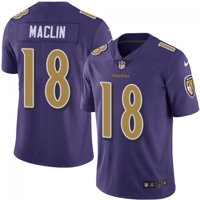 Baltimore Ravens #18 Jeremy Maclin Purple Youth Stitched NFL Limited Rush Jersey
