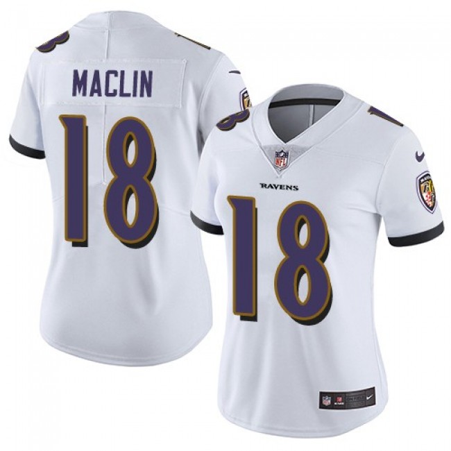 Women's Ravens #18 Jeremy Maclin White Stitched NFL Vapor Untouchable Limited Jersey