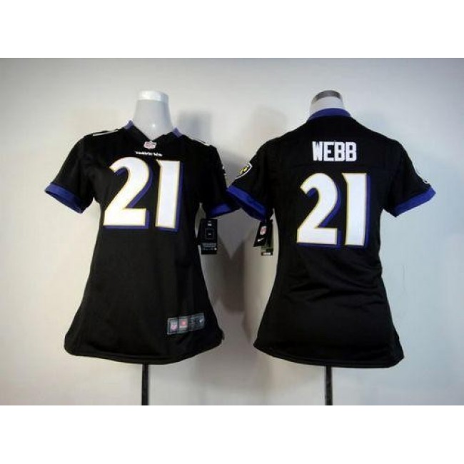 Women's Ravens #21 Lardarius Webb Black Alternate Stitched NFL Elite Jersey