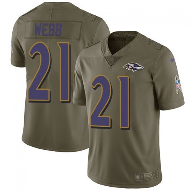 Baltimore Ravens #21 Lardarius Webb Olive Youth Stitched NFL Limited 2017 Salute to Service Jersey