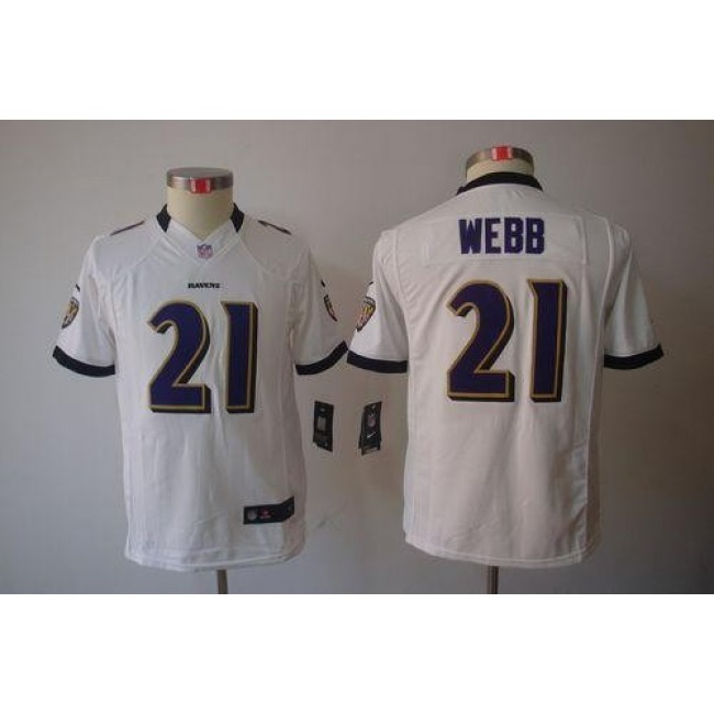 Baltimore Ravens #21 Lardarius Webb White Youth Stitched NFL Limited Jersey