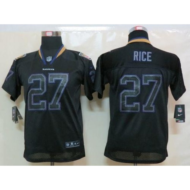 Baltimore Ravens #27 Ray Rice Lights Out Black Youth Stitched NFL Elite Jersey
