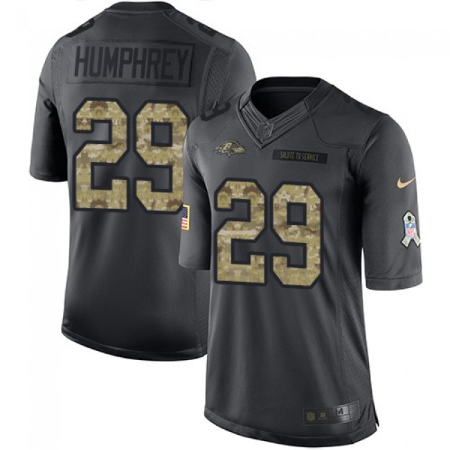 Baltimore Ravens #29 Marlon Humphrey Black Youth Stitched NFL Limited 2016 Salute to Service Jersey