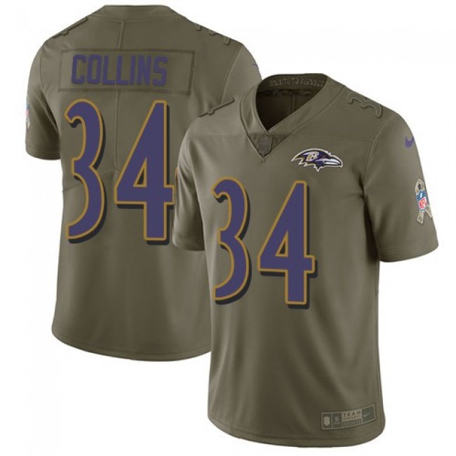 Baltimore Ravens #34 Alex Collins Olive Youth Stitched NFL Limited 2017 Salute to Service Jersey