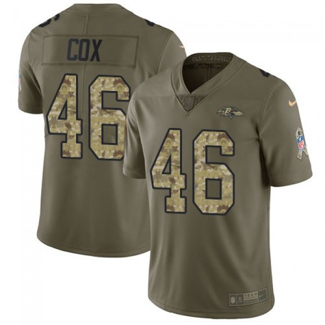 Baltimore Ravens #46 Morgan Cox Olive-Camo Youth Stitched NFL Limited 2017 Salute to Service Jersey