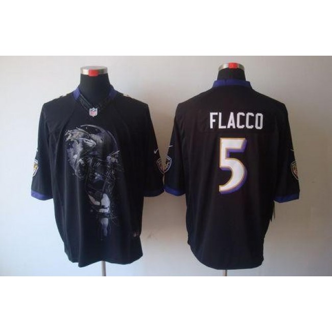 Nike Ravens #5 Joe Flacco Black Alternate Men's Stitched NFL Helmet Tri-Blend Limited Jersey