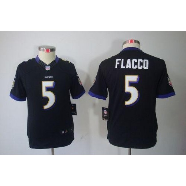 Baltimore Ravens #5 Joe Flacco Black Alternate Youth Stitched NFL Limited Jersey