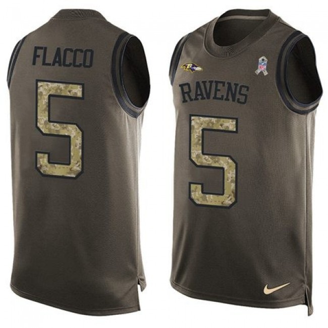 Nike Ravens #5 Joe Flacco Green Men's Stitched NFL Limited Salute To Service Tank Top Jersey