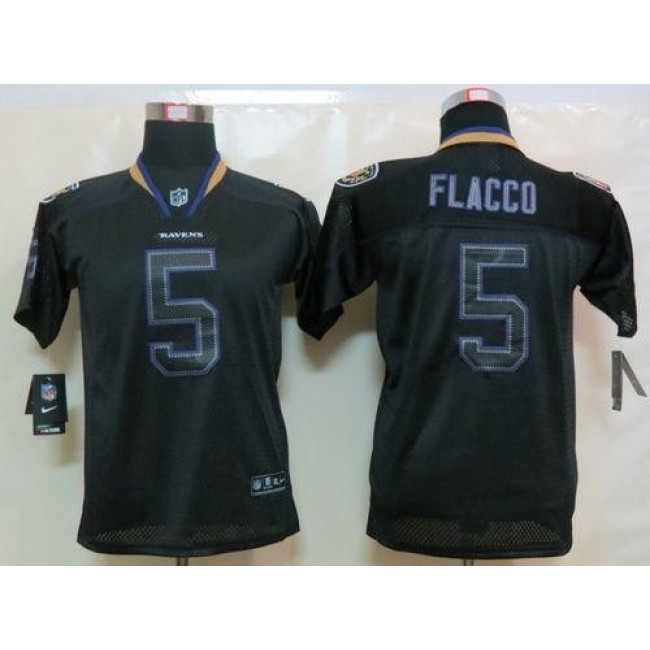 Baltimore Ravens #5 Joe Flacco Lights Out Black Youth Stitched NFL Elite Jersey