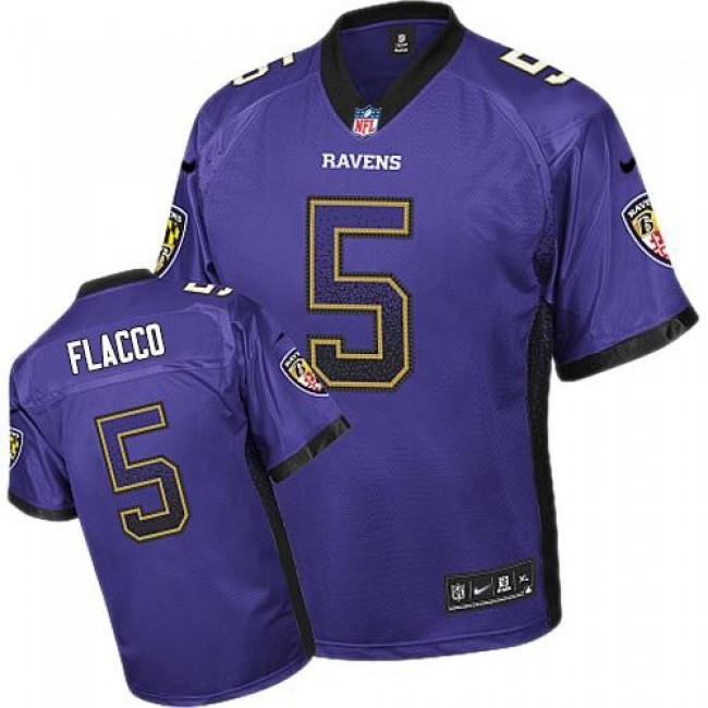 Baltimore Ravens #5 Joe Flacco Purple Team Color Youth Stitched NFL Elite Drift Fashion Jersey