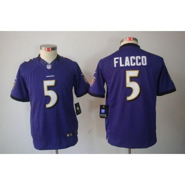 Baltimore Ravens #5 Joe Flacco Purple Team Color Youth Stitched NFL Limited Jersey
