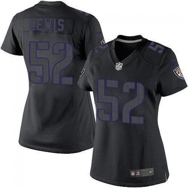 Women's Ravens #52 Ray Lewis Black Impact Stitched NFL Limited Jersey