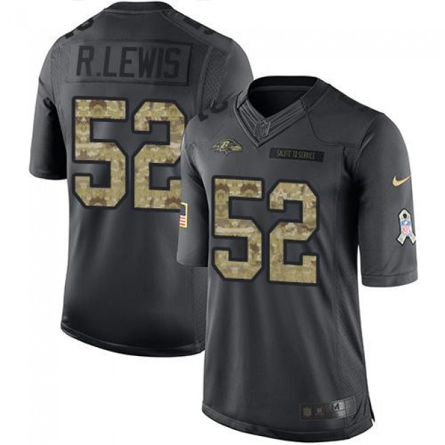 Baltimore Ravens #52 Ray Lewis Black Youth Stitched NFL Limited 2016 Salute to Service Jersey