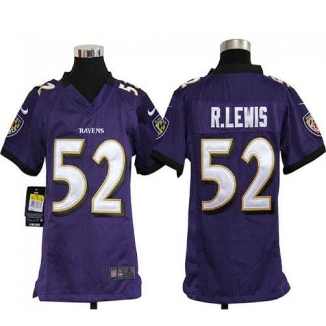 Baltimore Ravens #52 Ray Lewis Purple Team Color Youth Stitched NFL Elite Jersey