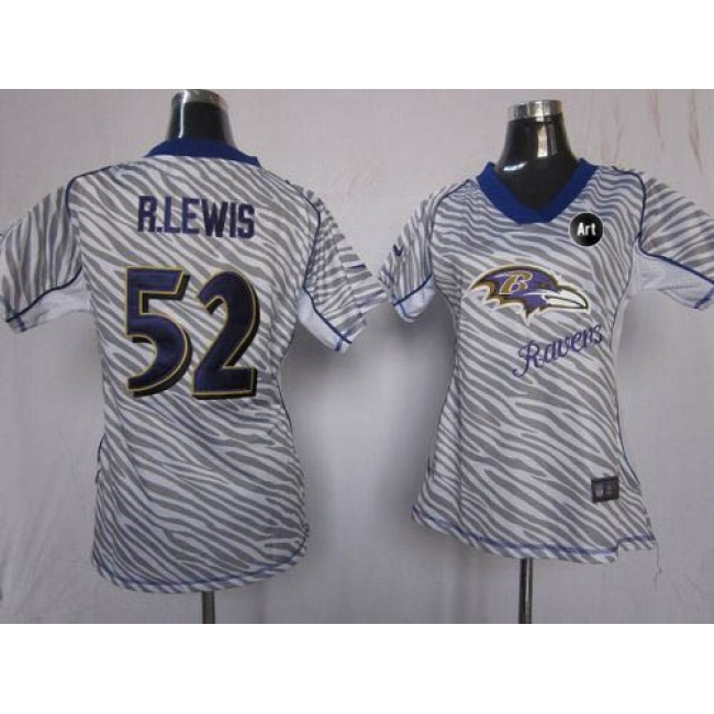 Women's Ravens #52 Ray Lewis Zebra With Art Patch Stitched NFL Elite Jersey