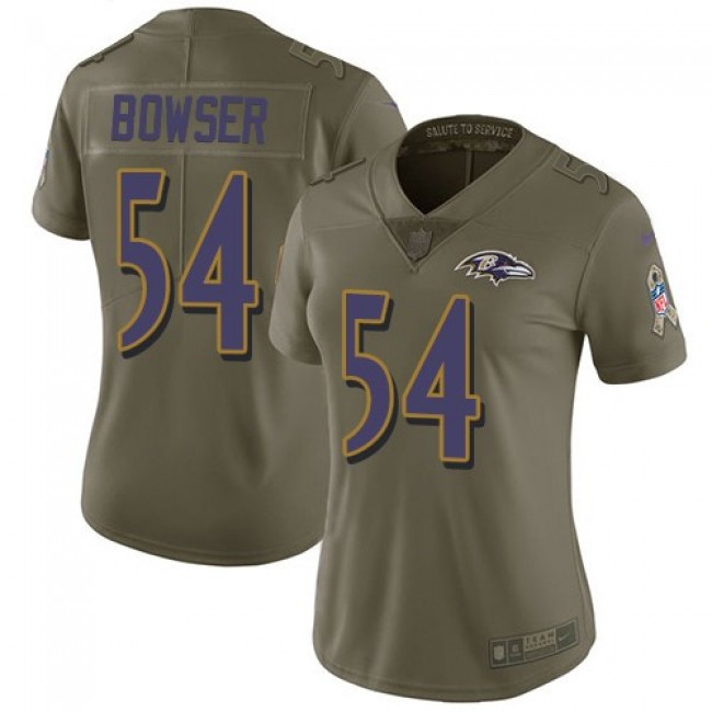 Women's Ravens #54 Tyus Bowser Olive Stitched NFL Limited 2017 Salute to Service Jersey