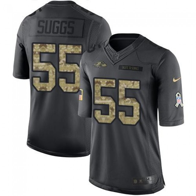 Baltimore Ravens #55 Terrell Suggs Black Youth Stitched NFL Limited 2016 Salute to Service Jersey