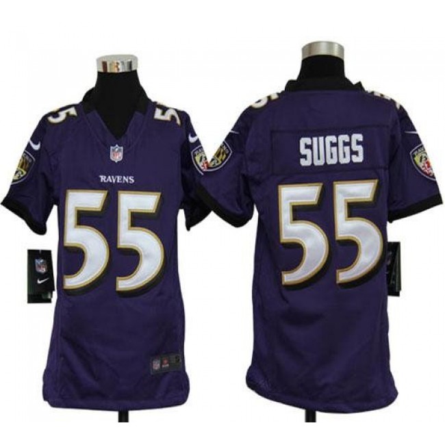 Baltimore Ravens #55 Terrell Suggs Purple Team Color Youth Stitched NFL Elite Jersey