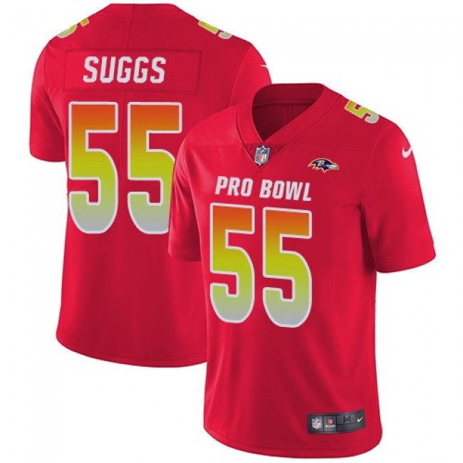 Baltimore Ravens #55 Terrell Suggs Red Youth Stitched NFL Limited AFC 2018 Pro Bowl Jersey