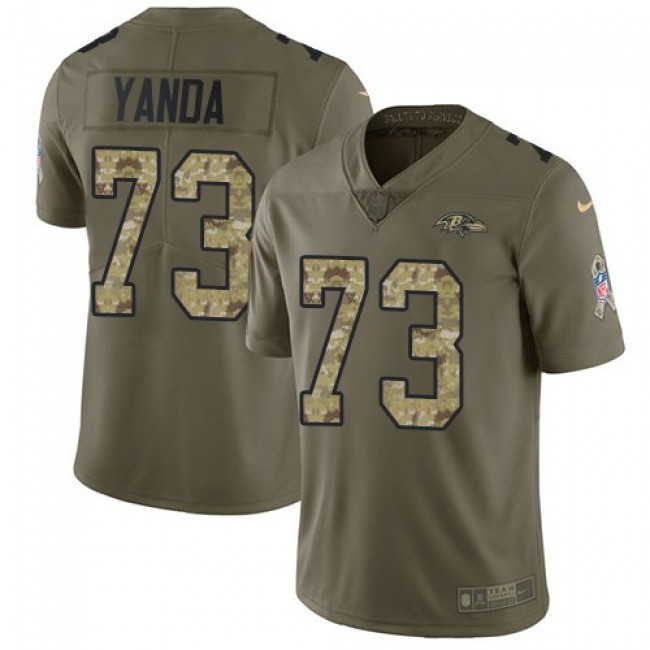 Baltimore Ravens #73 Marshal Yanda Olive-Camo Youth Stitched NFL Limited 2017 Salute to Service Jersey