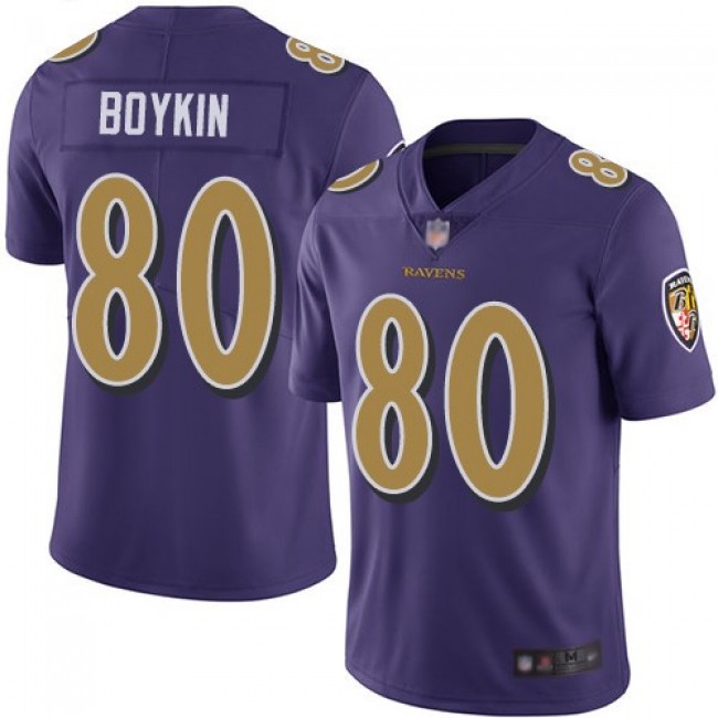 Nike Ravens #80 Miles Boykin Purple Men's Stitched NFL Limited Rush Jersey