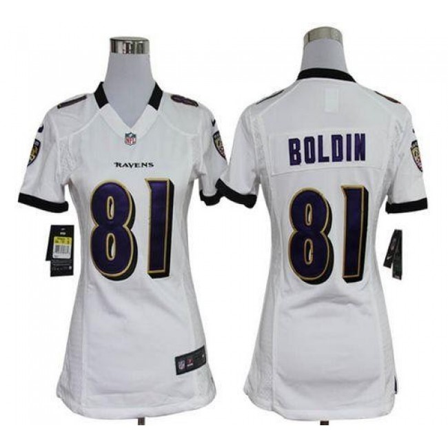 Women's Ravens #81 Anquan Boldin White Stitched NFL Elite Jersey