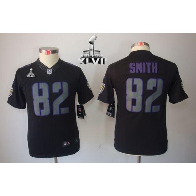 Baltimore Ravens #82 Torrey Smith Black Impact Super Bowl XLVII Youth Stitched NFL Limited Jersey